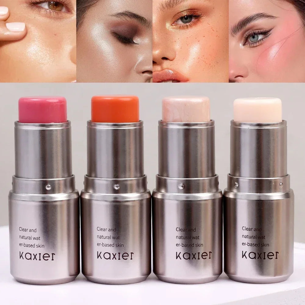 qgtao Waterproof Brighten Face Highlighter Blush Stick Makeup Glitter Corrector Contour Illuminator Shimmer Rouge Stick Cream Cosmetic