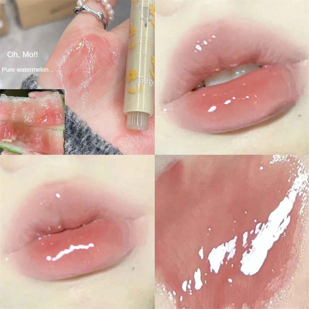 qgtao  Florette Clear Lip Glaze Flower Love Jelly Mirror Lipstick Waterproof Non-stick Cup Lipstick Transparent Korea Makeup