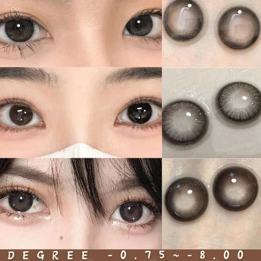 qgtao  1 Pair Dark Lenses Korean Style Colored Contact Lenses Myopia Lenses Black Lenses Fog Pearl Lens High Quality