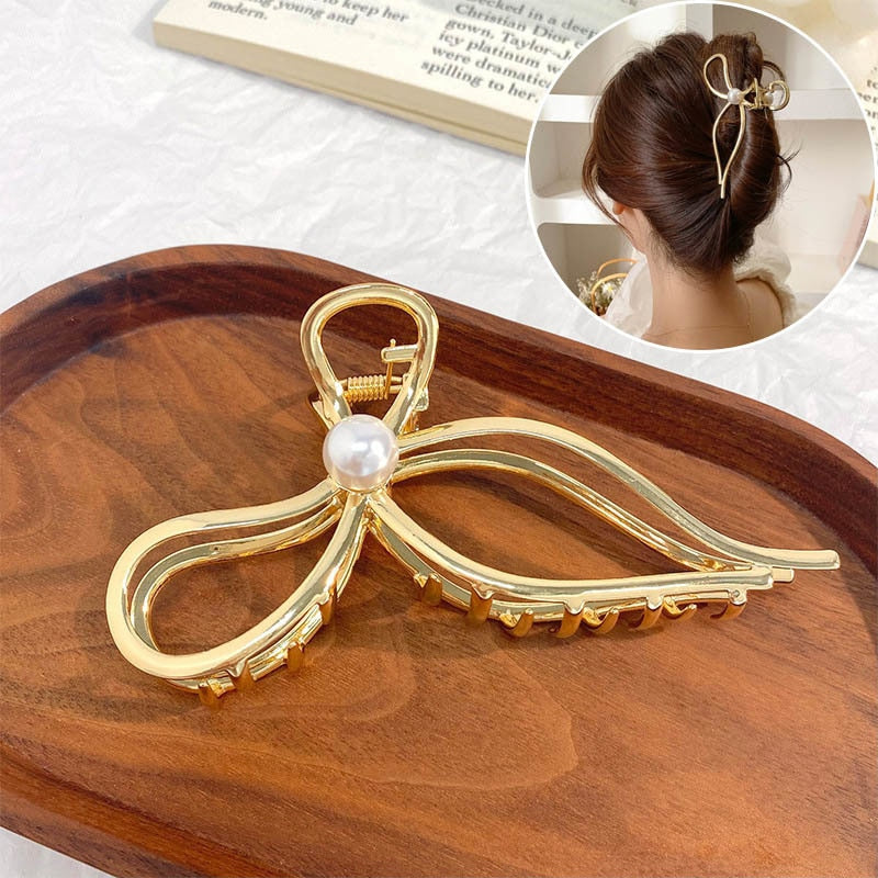 Simple Metal Hollow Out Geometric Hair Claw Ladies Elegant Hair Accessories Cross Crab Bath Clip For Women Fashion Girl Headwear