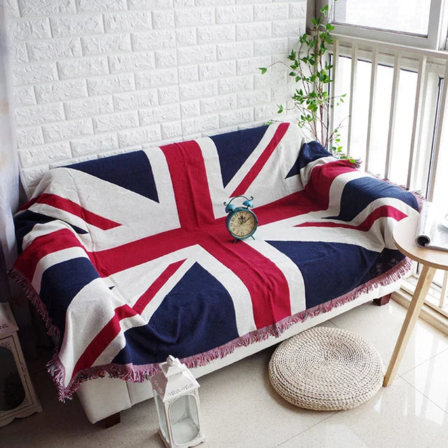 Yeknu UK USA Flag American Blanket Mat Cover Bedspread Star Sofa Cover Cotton Air Bedding Room Decor Tapestry Throw Rug United States