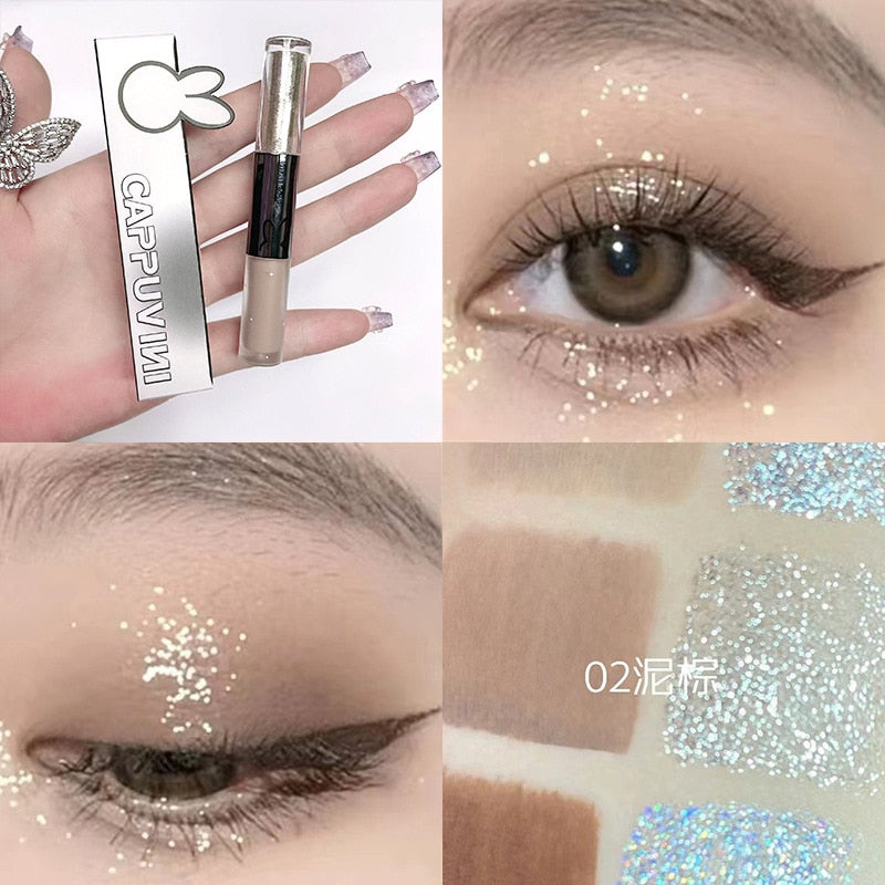 Cool Black Series Liquid Eyeshadow Stick Pearlescent Eyeliner Glitter Sequins Silkworm Pen Highlight Eye Cosmetic Shiny Makeup