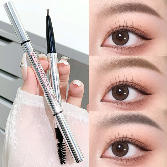 qgtao  -  Waterproof Rotatable Coffee Brown Gray Eyebrow Pencil Lasting No Blooming Smooth Matte Double Head Eyebrow Tattoo Pen Makeup