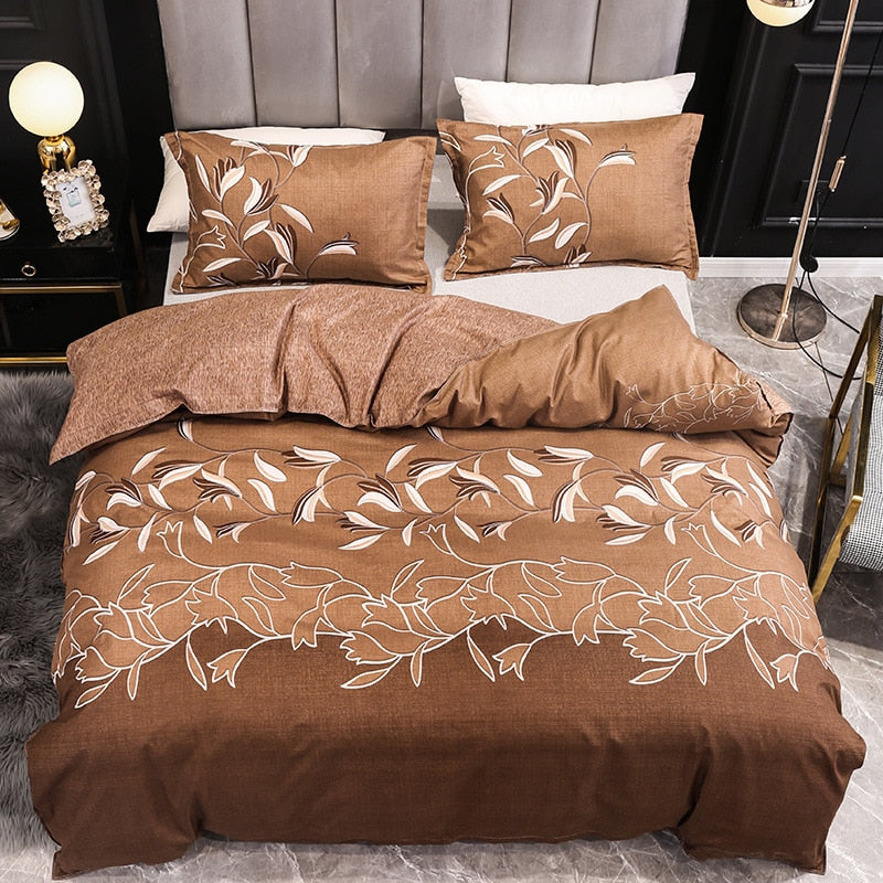 Yeknu 3pcs Nordic Exquisite Embroidery Bedding Set Bedroom Double Comfort Soft High Quality Quilt Cover and Pillowcase