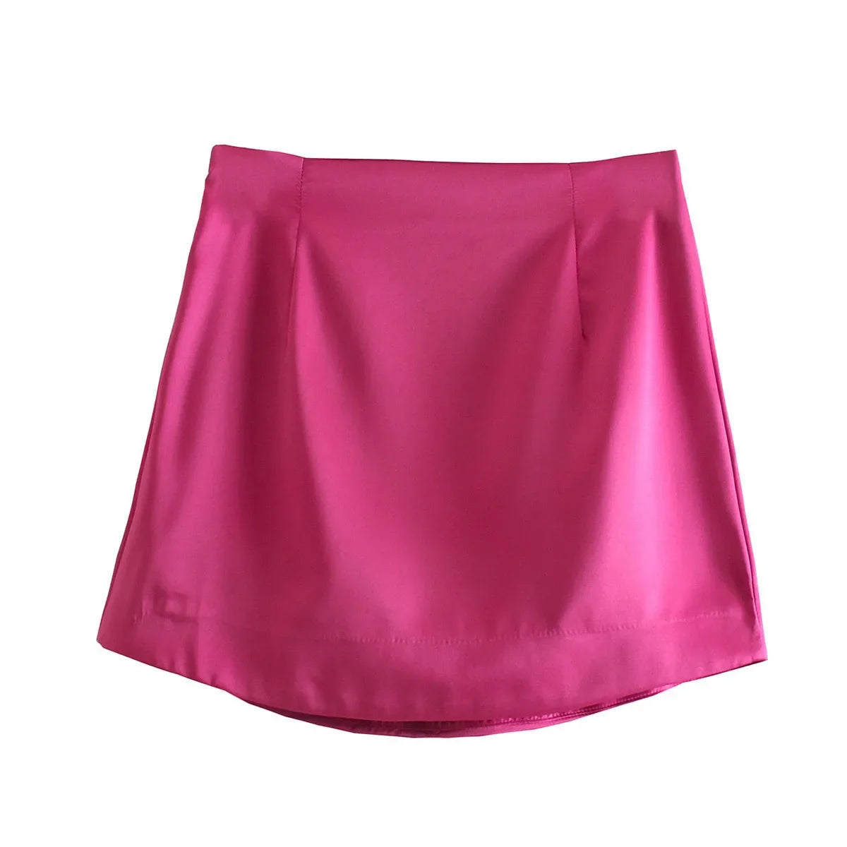 qgtao Slim Chic Elegant Women Mini Skirts Green Satin High Street Solid Side Zipper Sexy Bodycon Skirt Faldas Mujer