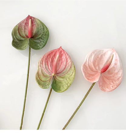 qgtao 1pc Artificial Flower Real Touch Anthurium Lotus Wedding Bride Fake Flower Plant DIY Party Christmas Home Decoration Accessories