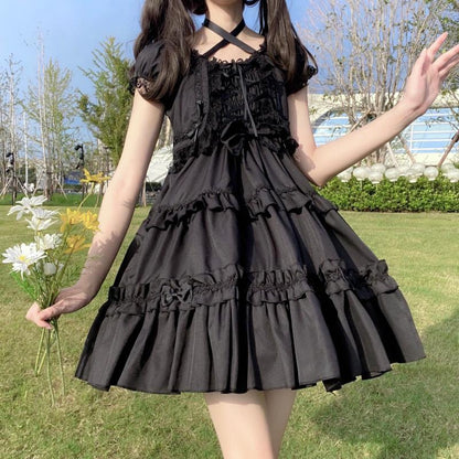 Lolita Goth Lace Ruffle Dress