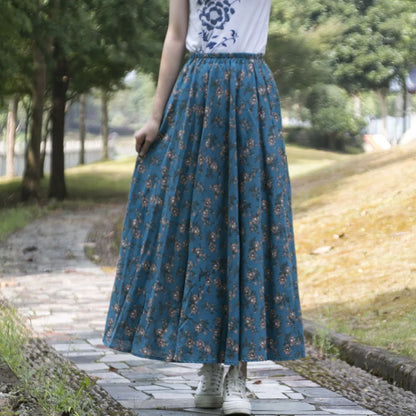Summer Ethnic Style Cotton Linen Bohemian Streetwear Y2k Skirt Fashion Clothes Long Skirts Women Clothing Casual Vintage Elegant