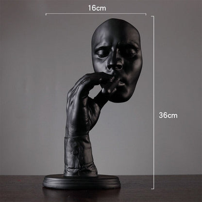 qgtao  Retro editators Abstract Sculpture an Smoking Cigar Creative Face Statue Character Resin Figurine Artwork Home Decorations