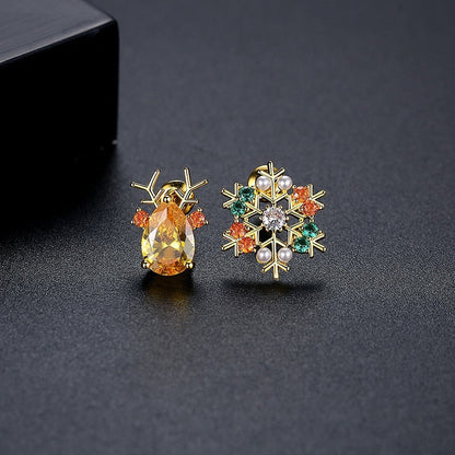 Cute Christmas Elk Dangle Earrings For Women Charm Xmas Deer Star Bowknot Round Ball Drop Earring Girls New Year Party Jewelry