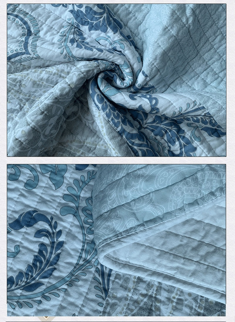 Yeknu 100% Cotton Modern Minimalist Light Blue 3pcs Printed Quilted Quilt Pillowcase Free Shipping