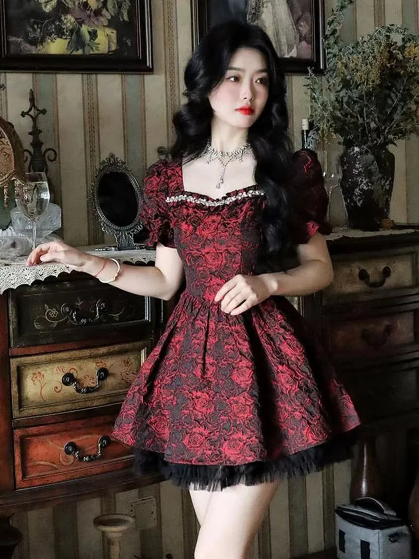 qgtao Summer Bow Kawaii Floral Dress Women Patchwork Lace Y2k Party Mini Dress Female Casual Korean Fashion Elegant Cute Dress 2023