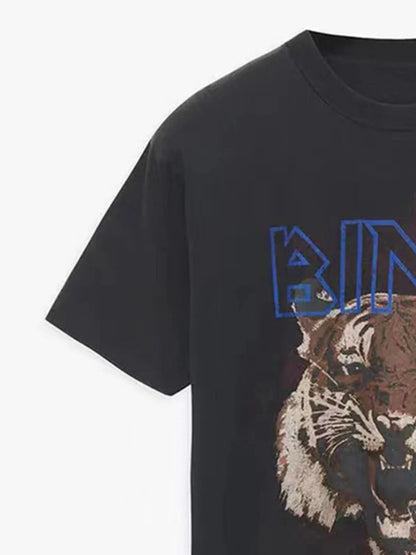 Apricot Tiger Graphic T-Shirt Women 2024 Summer Cotton Vintage Boho Tshirt Tees Femme Rock n Roll Luxury Loose T-shirts Tops