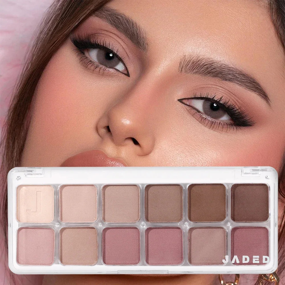 qgtao 12 Colors  Eyeshadow Palette Low Saturation All Matte Eye Shadow Makeup Nude Pure Color Eye Pigment Lasting Eyes Shadow Paleta