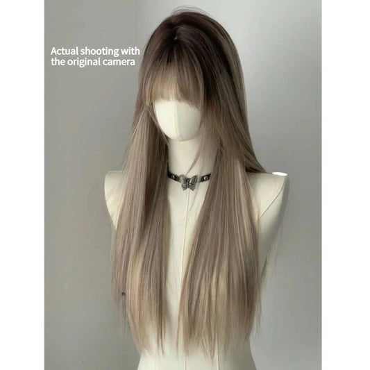 qgtao  -  Wig for Women Long Straight Ombre Wig with Bamgs 24inch Punk Natural Headband Cosplay Heat Resistant Wigs