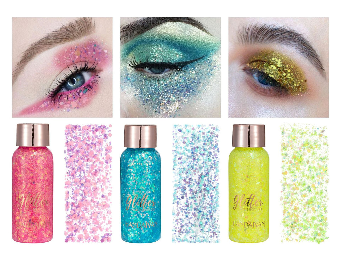 Eye Glitter Nail Hair Body Face Stickers Gel Art Loose Sequins Cream Diamond Jewels Rhinestones Makeup Party Festival