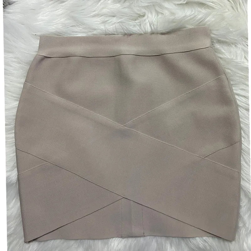 qgtao Ladies High Quality Rayon Black Thick Rayon Pencil Bandage Skirt Cute Mini Skirt