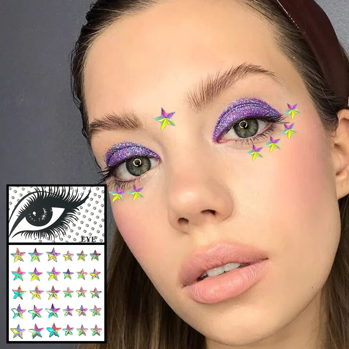 qgtao  Face Gems Temporary Tattoos Eyes Body Rhinestones Crystals Jewelry Makeup Sticker Glitter Bindi Dots Tears Jewels Halloween Rave