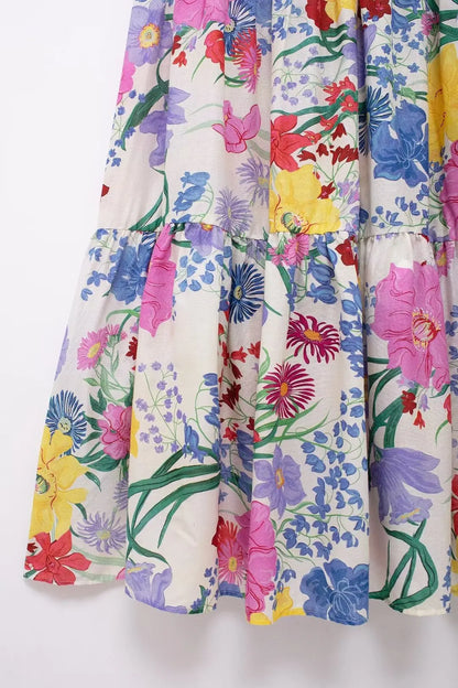 qgtao 2024 Women’s Flower Print Dress Dresses on Sale Clearance Sexy Costume Long Robe Femme Elegant Fashion Summer Party