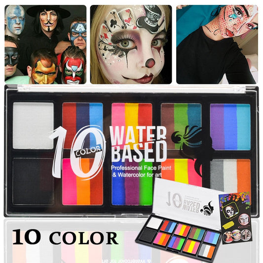 qgtao  10 Colors Face and Body Painting Water-based Oil Painting Halloween Party Makeup Beauty Tools Wholesale Body Painting Palette