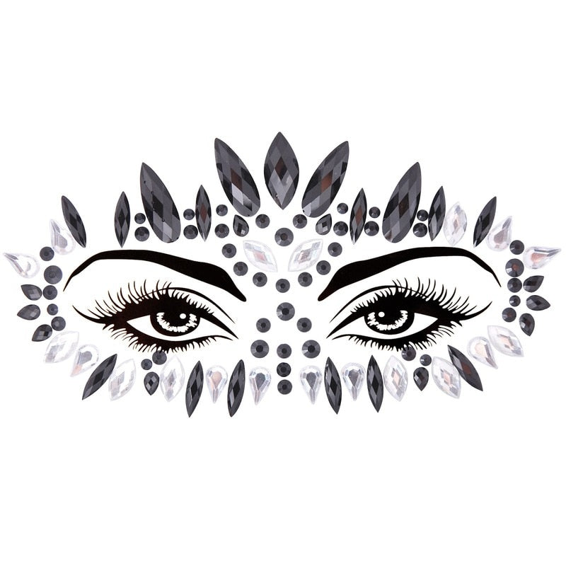 Face Festival Stickers 3D Eyebrow Diamond Temporary Tattoo Kids Show Makeup Halloween Party DIY Face Jewelry Tattoo Decoration