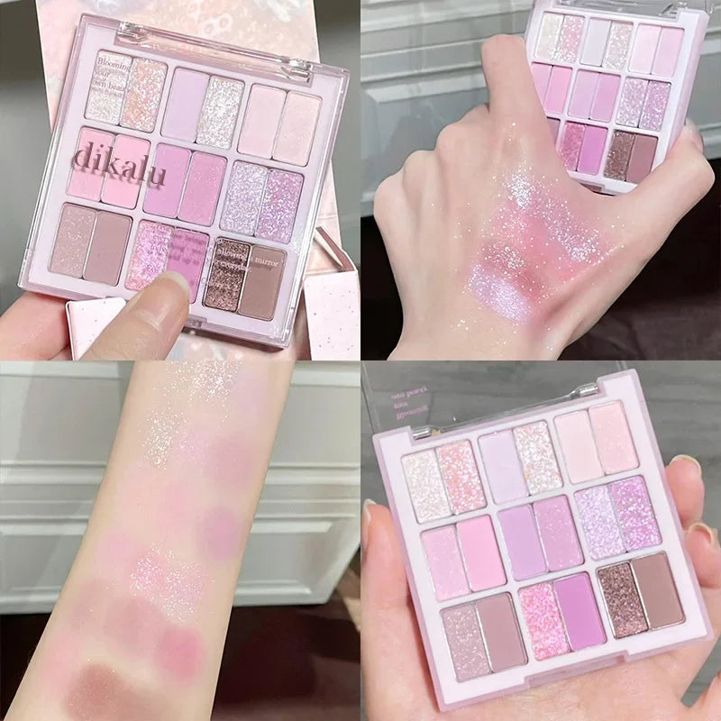 qgtao 18 Colors Color Blocking Eyeshadow Palette Korean Makeup Summer Ice Cream Color Eyeshadow Pink  Purple Makeup Palette Cosmetics