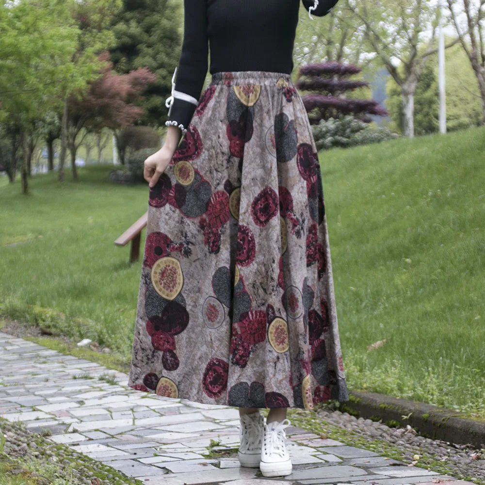 Summer Ethnic Style Cotton Linen Bohemian Streetwear Y2k Skirt Fashion Clothes Long Skirts Women Clothing Casual Vintage Elegant