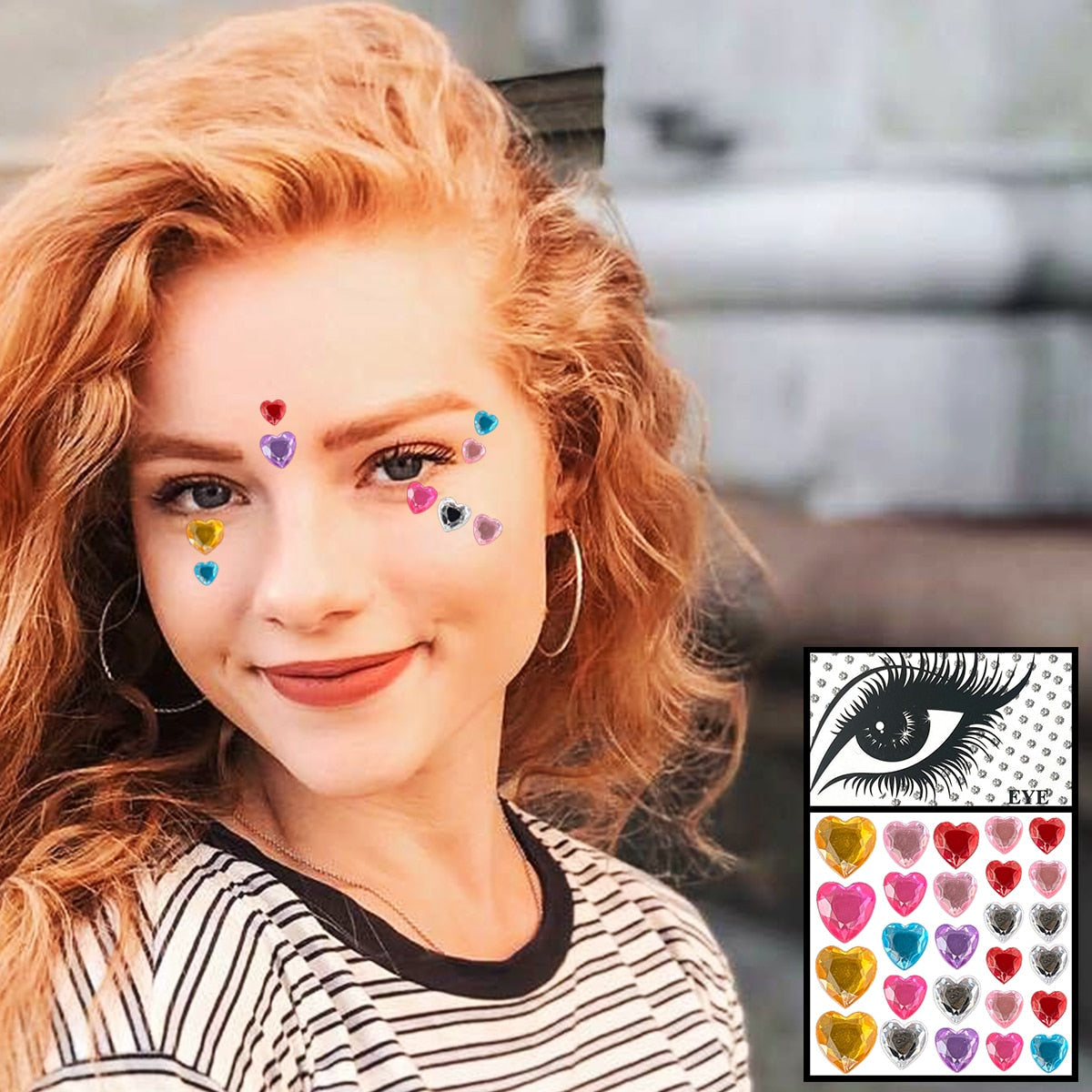 Face Gems Temporary Tattoos Eye Eyeshadow Diamonds Pearl Jewels Makeup Sticker Glitter Dots Jewelry Nail Art Halloween Festival