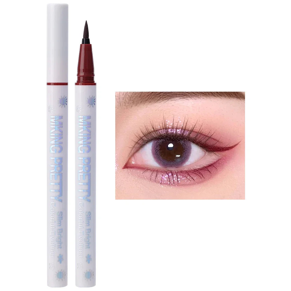 qgtao Colored Eyeliner Pencil Matte Waterproof Long Lasting Eyeliner Liquid Pen Quick-drying No Blooming Black White Eye Makeup Tools