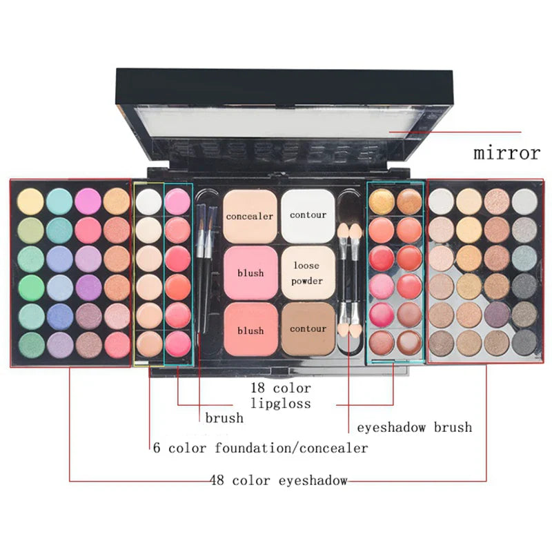 qgtao 40/74/78 Colors Glitter Eyeshadow Palette Matte Waterproof Long Lasting Pressed Powder Cosmetics Kit  Fashion Women MakeUp Tools