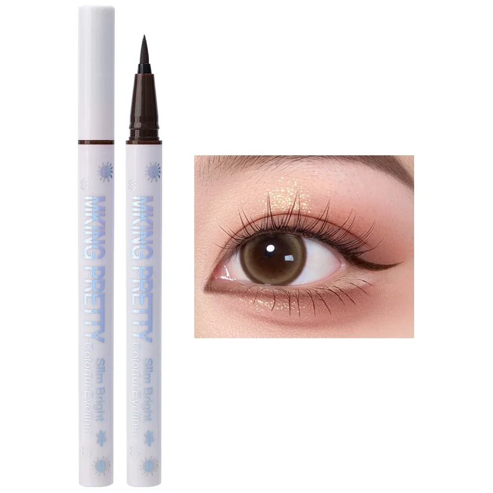 qgtao Colored Eyeliner Pencil Matte Waterproof Long Lasting Eyeliner Liquid Pen Quick-drying No Blooming Black White Eye Makeup Tools