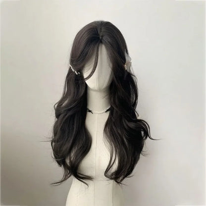 qgtao  -  Black Wig for Women Natural Center Parting Eight Bangs Long Curly Hair Natural Hair Cosplay Wig for Daily Use  Lolita  가발