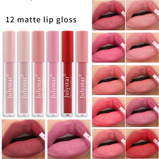 12 Colors Matte Velvet Lip Gloss Waterproof Long Lasting Liquid Lipstick Cosmetics Beauty Stay 24 Hours Makeup