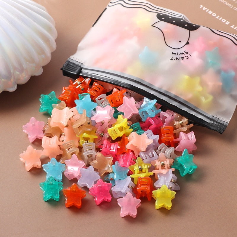 40Pcs Girls Cute Colorful Hair Clips Flower Star Crown Small Hair Claws Kids Sweet Hairpin Cartoons Fashion Hair Accessories