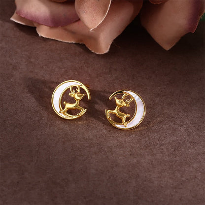 Cute Christmas Elk Dangle Earrings For Women Charm Xmas Deer Star Bowknot Round Ball Drop Earring Girls New Year Party Jewelry