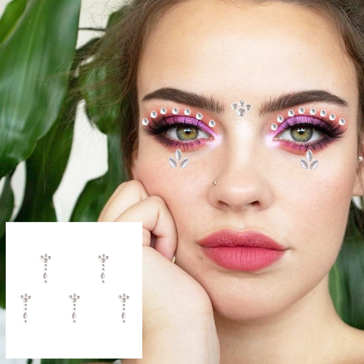 Face Jewelry Temporary Tattoos Eyes Eyeshadow Bindi Dots Crystals Gems Sticker Sparkle Pearl Tears Makeup Jewels Halloween Rave