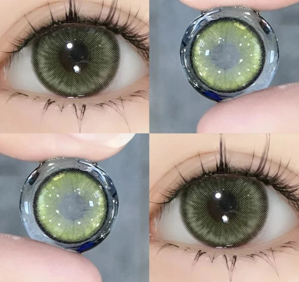 qgtao  1 Pair Natural Colored Contact Lenses with Degree Myopia Lenses Korean Lenses High Quality Lenses Green Lenses