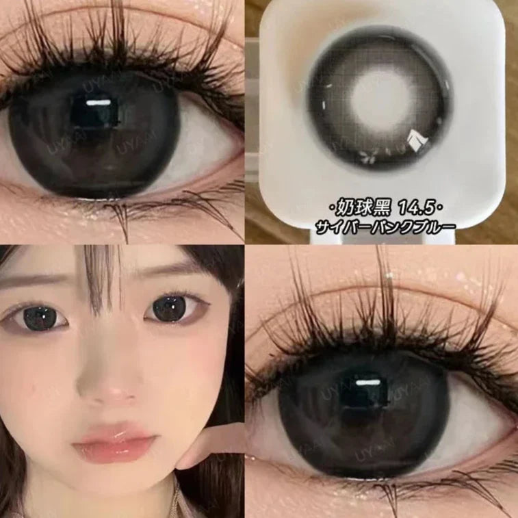 qgtao 15mm Big Diameter Black Lenses 14.5mm Lenses  Colored Contact Lenses for Eyes Big Eye Lenses Natural Look Lenses