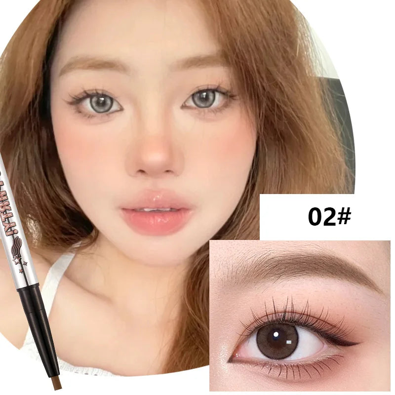 qgtao  -  Waterproof Rotatable Coffee Brown Gray Eyebrow Pencil Lasting No Blooming Smooth Matte Double Head Eyebrow Tattoo Pen Makeup