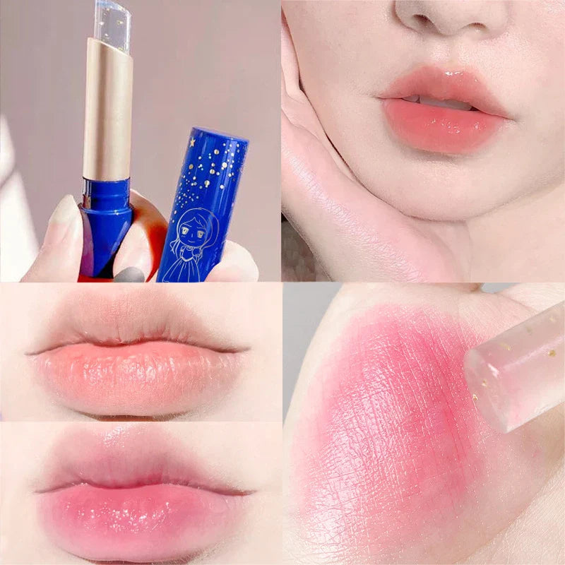 qgtao Moisturizing Lip Balm Temperature Color Change Lipstick Shinny Gold Foil Dead Skin Remove Lasting Lipstick Base Cream Lip Makeup