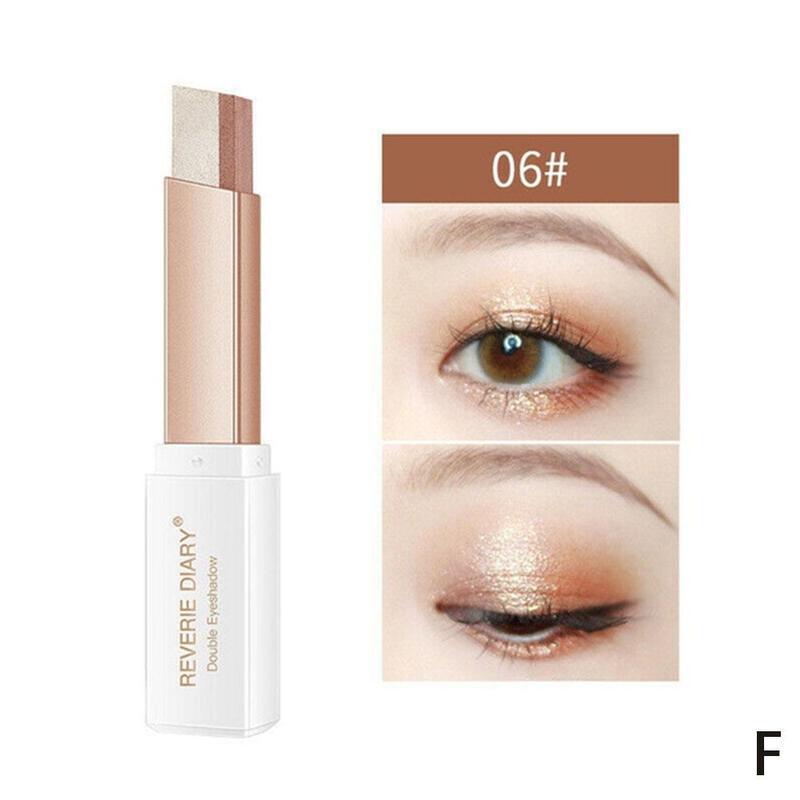 1Pcs Professional 2 In 1 Double Color Gradient Velvet Eye Shadow Stick Lazy Makeup Waterproof Lasting Shimmer Metallic Eyeshadow