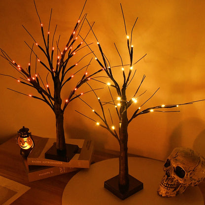 Halloween Decor LED Birch Tree Light Halloween Party Hanging Ornaments Tree Decorations for Home Table Kids Gift Christmas Lamp