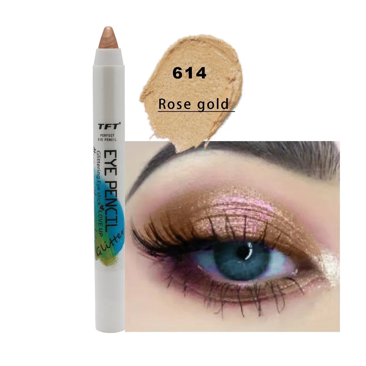 qgtao Pearlescent Eyeshadow Pencil Glitter Silkworm Liner Pen Highlighter Long Lasting Matte Eye Shadow Stick Eyes Makeup Cosmetics