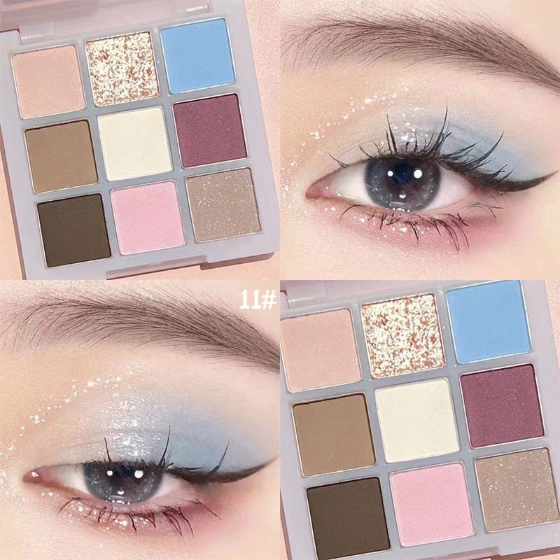 9 Colors Eyeshadow Palette Rose Pink Earth Color Pearly Matte Milk Tea Glitter Eye Shadow Makeup Lasting Korean Cosmetic Set