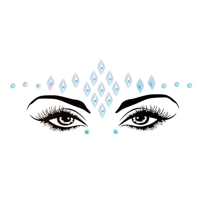 Face Festival Stickers 3D Eyebrow Diamond Temporary Tattoo Kids Show Makeup Halloween Party DIY Face Jewelry Tattoo Decoration