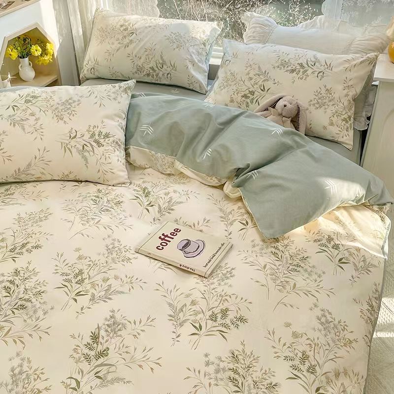 Yeknu Korean Style Bedding Set Boys Girls Twin Queen Size Duvet Cover Flat Sheet Pillowcase Bed Linen Kids Adult Fashion Home Textile