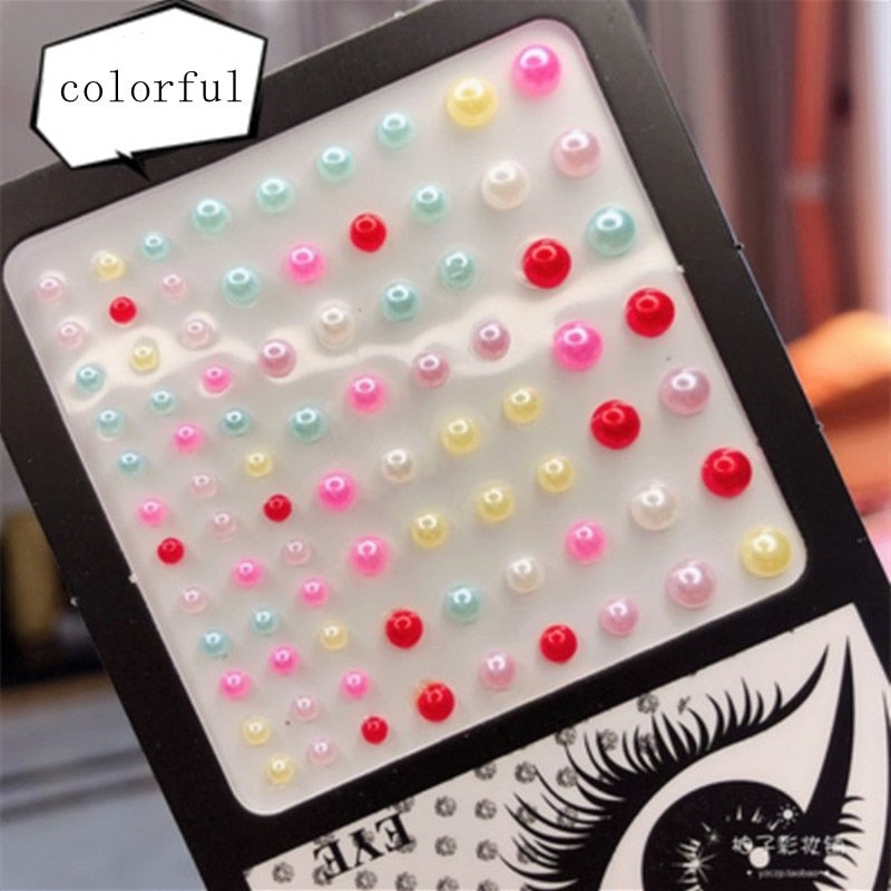 3D Pearl Crystal Face Jewels Fashion Women Tattoo Diamond Makeup Eyeliner Eyeshadow Sticker Halloween Makeup Eyes Sticker