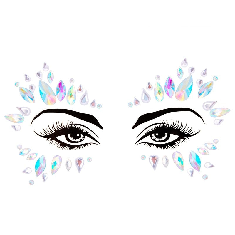 Face Festival Stickers 3D Eyebrow Diamond Temporary Tattoo Kids Show Makeup Halloween Party DIY Face Jewelry Tattoo Decoration