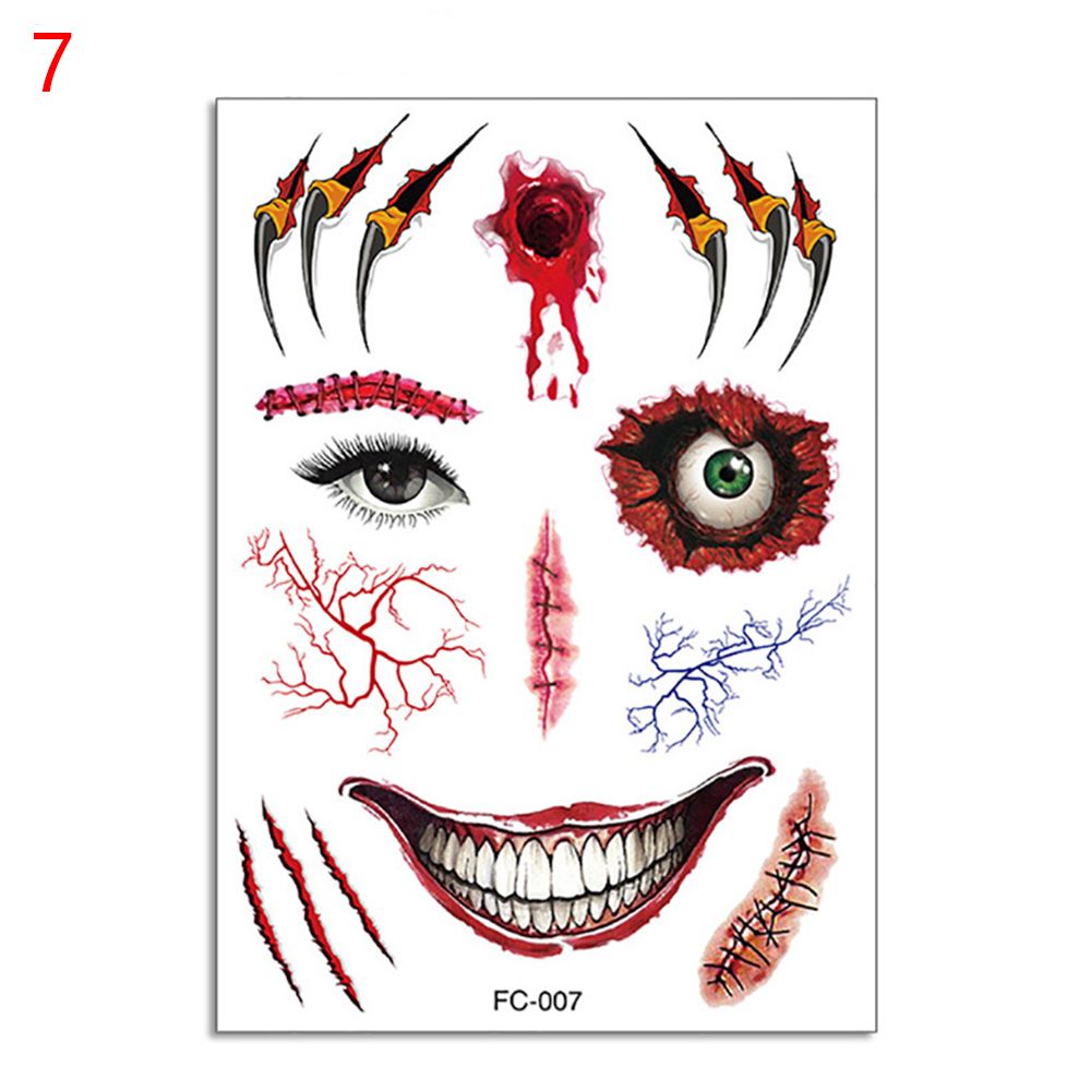 Waterproof Facial Makeup Sticker Special Face tattoo Day Of The Dead Skull Face Dress Up Halloween Temporary Tattoo Stickers