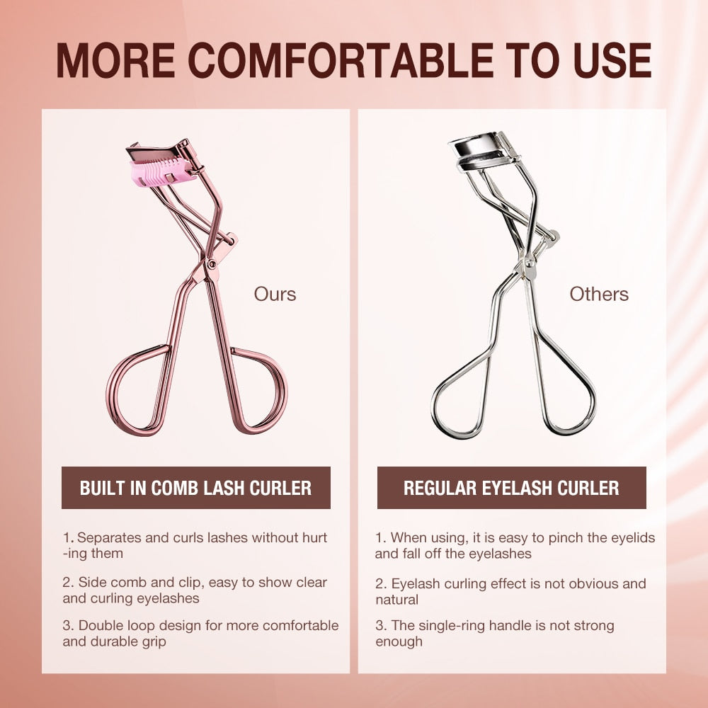 Eyelash Curler Comb Eyelashes Fits All Eye Shapes Lash Lift Curling Clip Eye Makeup Tools With 1 Silicone Refill Pads